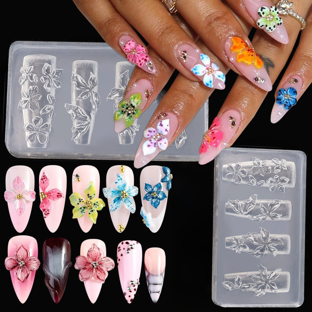 Resin Art Template - قالب أظافر ثلاثي الأبعاد بتصميم زهور،