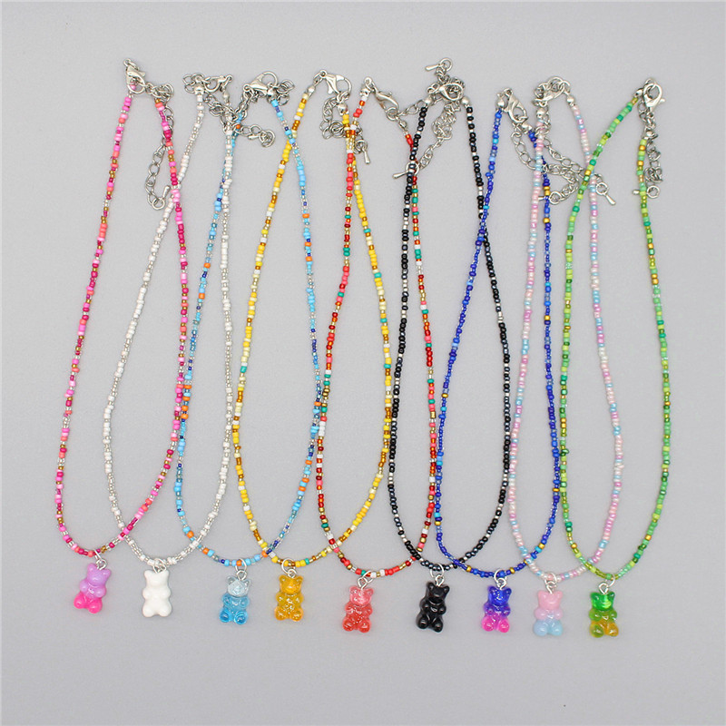 Resin Art Necklace - جديد بوهيميا الكورية عاشق الملونة غائر