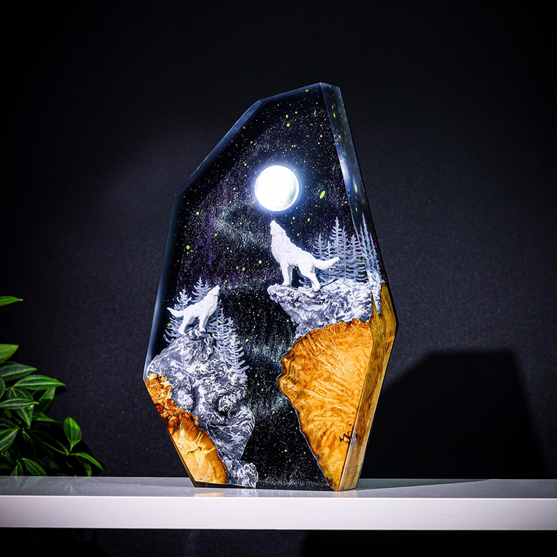 Resin Art Table - مصباح طاولة على شكل حيوانات طبيعية