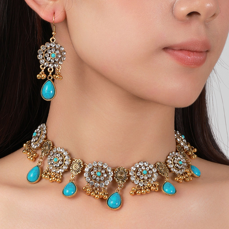 Resin Art Necklace - Kymyad العرقية خمر حجر الراين قطرة