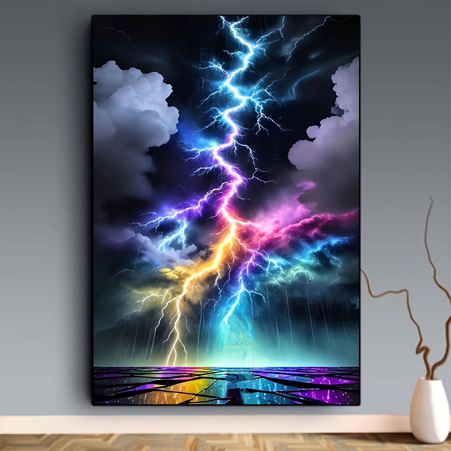 Resin Art On Wall - DIY الماس اللوحة الملونة البرق نمط
