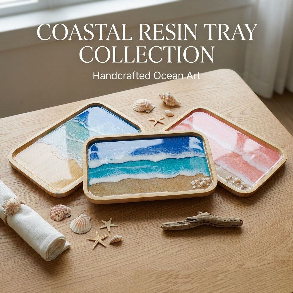 Resin Art Kitchen - صينية ديكور خشبية من راتنج الإيبوكسي