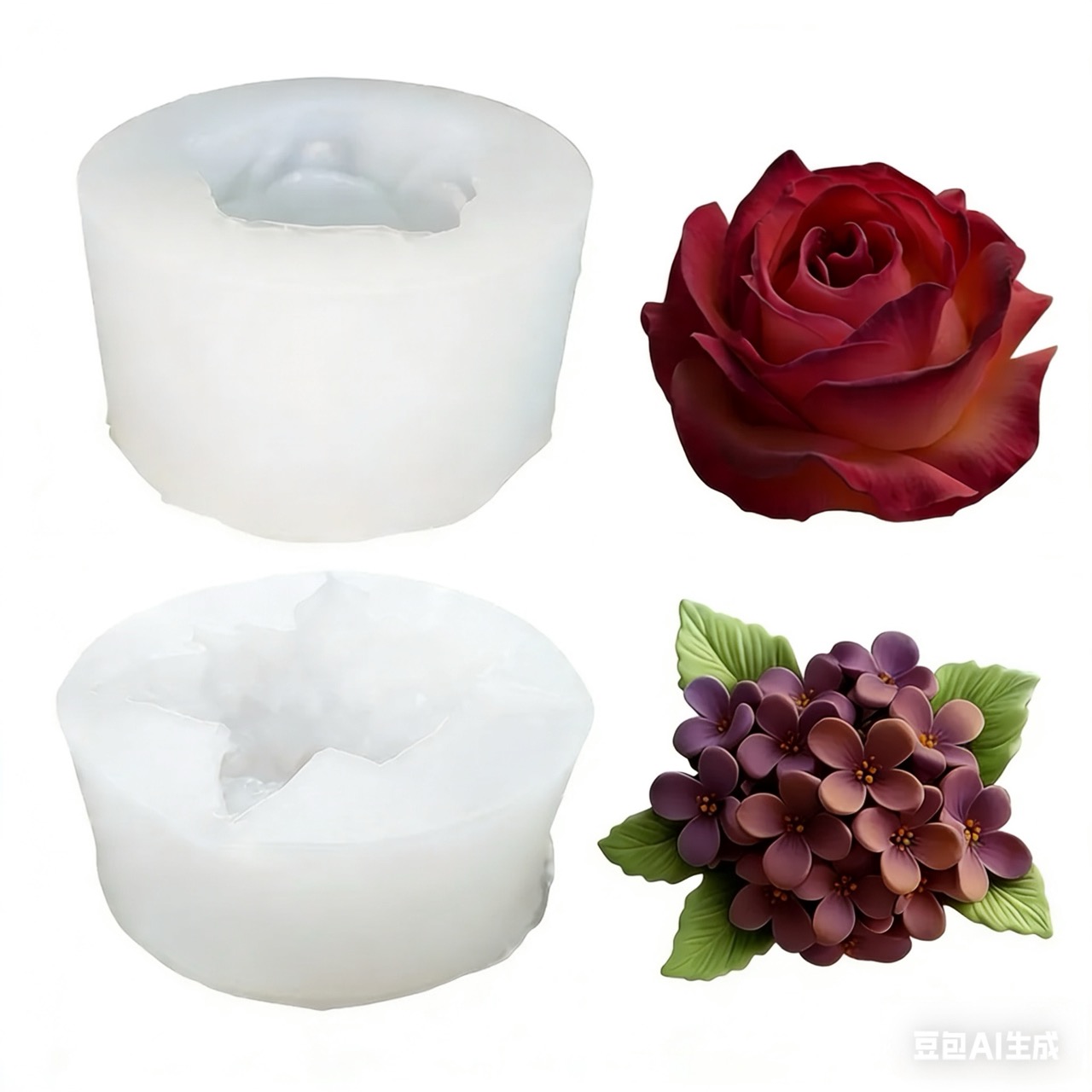 Resin Art Gift For Wedding - قطعتان من قوالب السيليكون لزهرة الورد