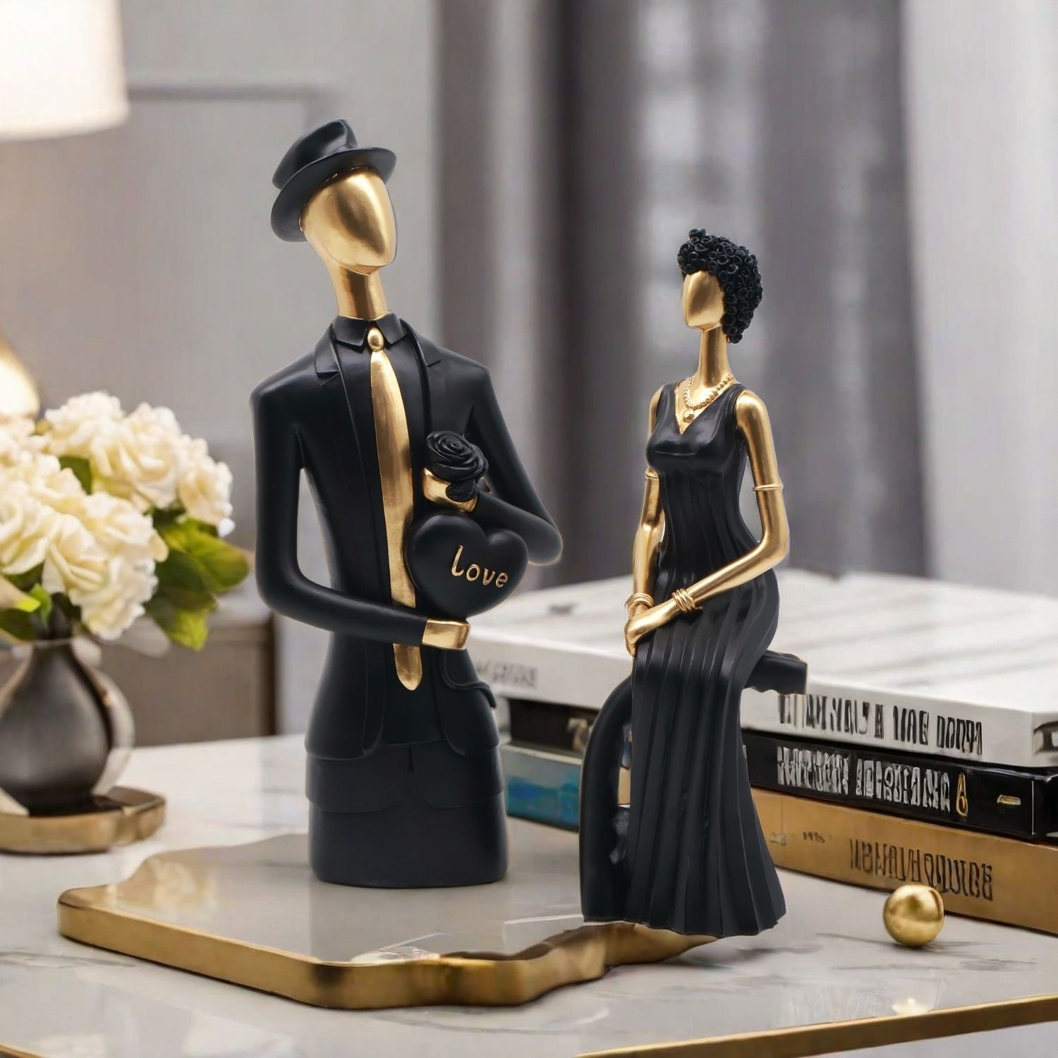 Resin Art Gift For Wedding - تمثال ديكور من الراتنج بتصميم نورديك