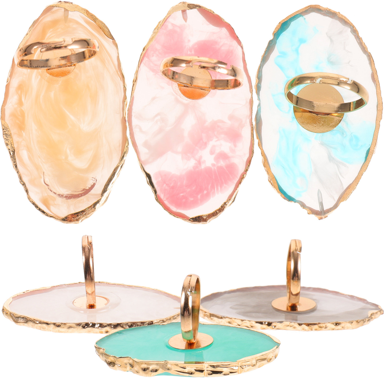 Resin Art Ring Design - 6 قطع من حلقات خلط ألوان