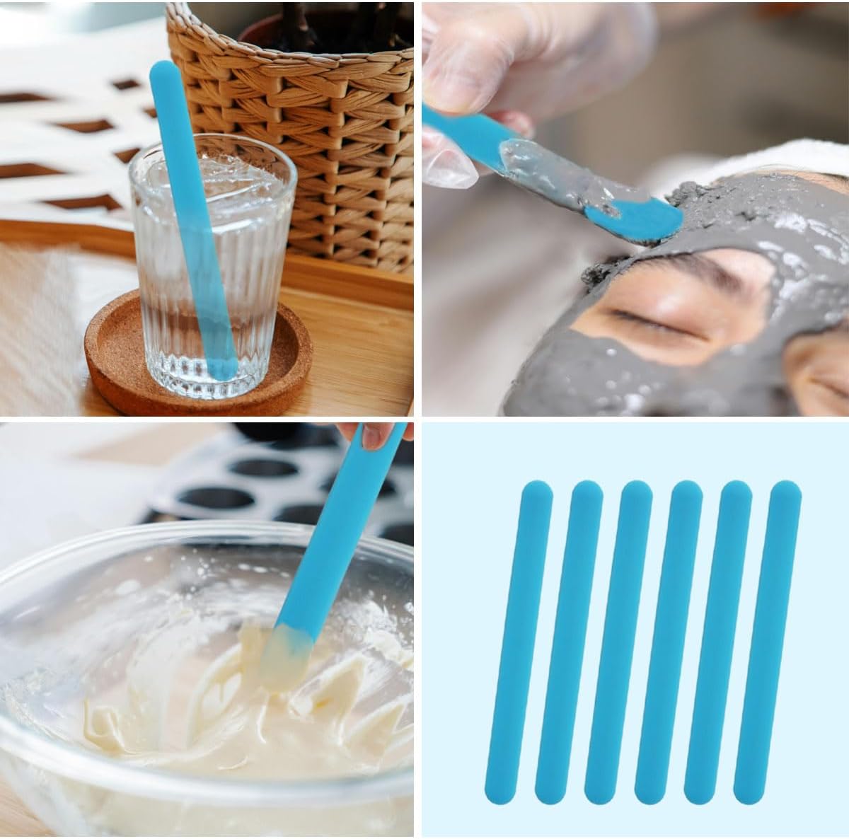 Glitter Powder Resin - 4 قطع من أعواد التحريك السيليكونية،