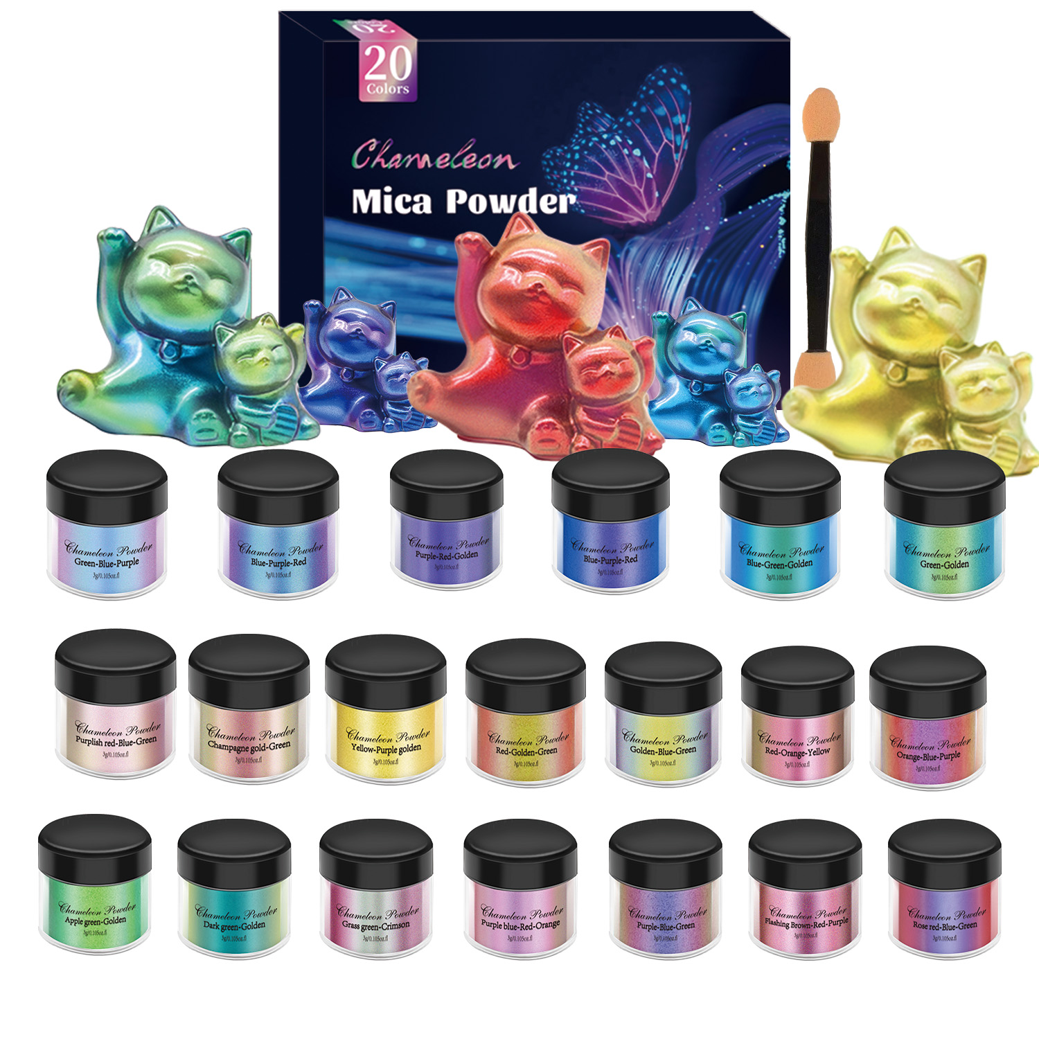 10/20 قطعة مجموعة صبغات الحربا - مراجعة Glitter Powder Resin وسعره