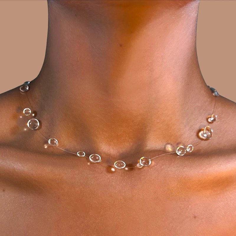 واضح قطرة الماء قلادة شفافة قط - مراجعة Resin Art Necklace وسعره