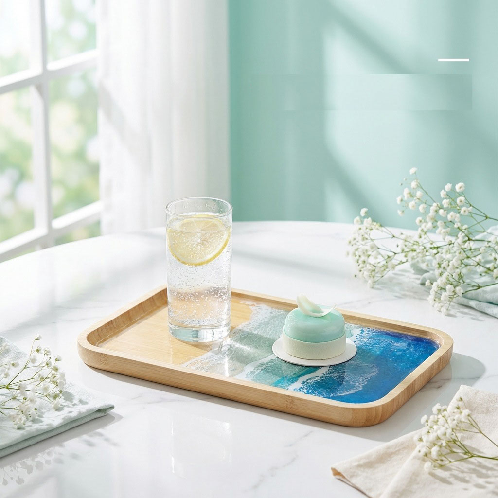 صينية ديكور خشبية من راتنج الإ - مراجعة Resin Art Kitchen وسعره
