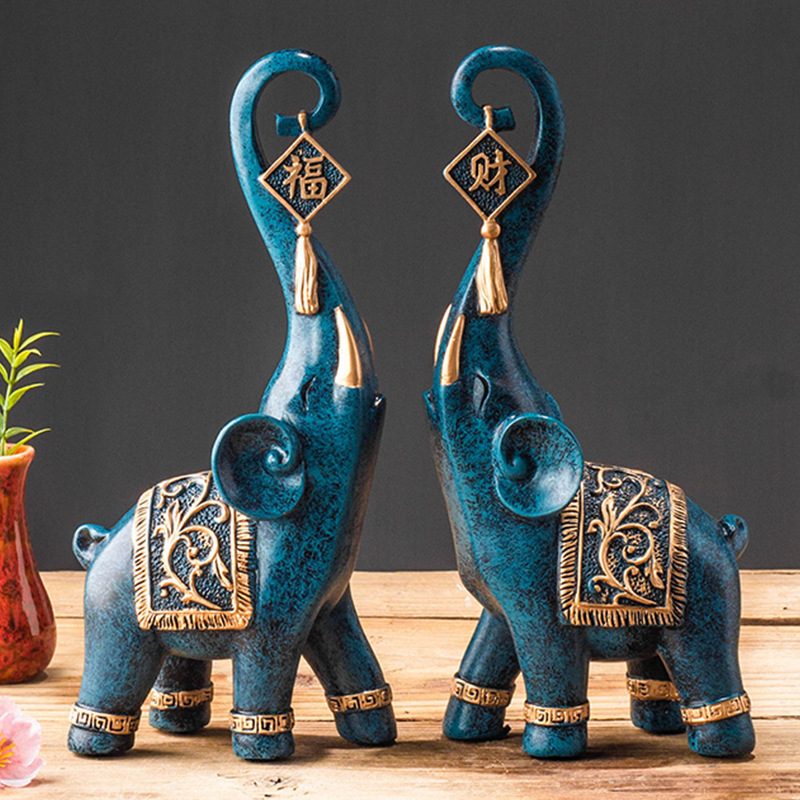 زوج من تماثيل الفيل الصينية عل - مراجعة Resin Art Gift For Wedding وسعره