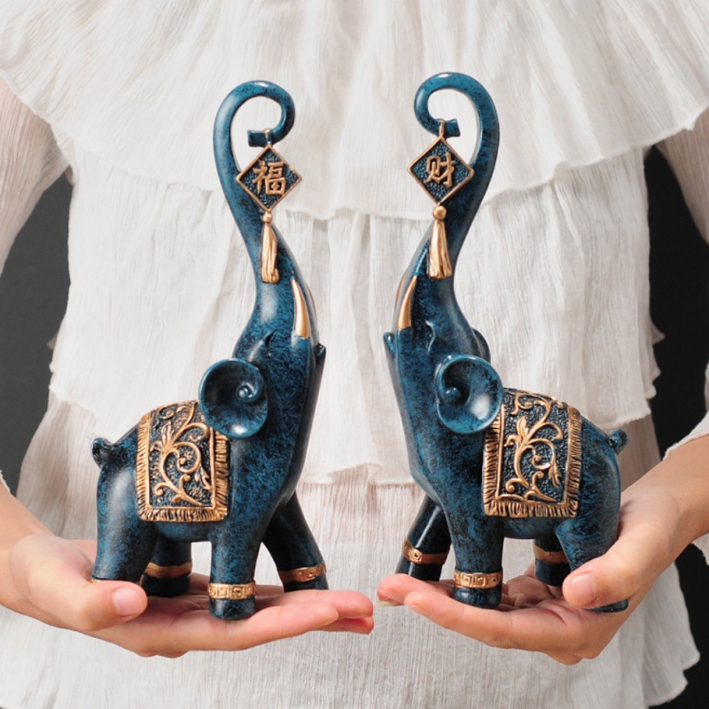 زوج من تماثيل الفيل الصينية عل - مراجعة Resin Art Gift For Wedding وسعره