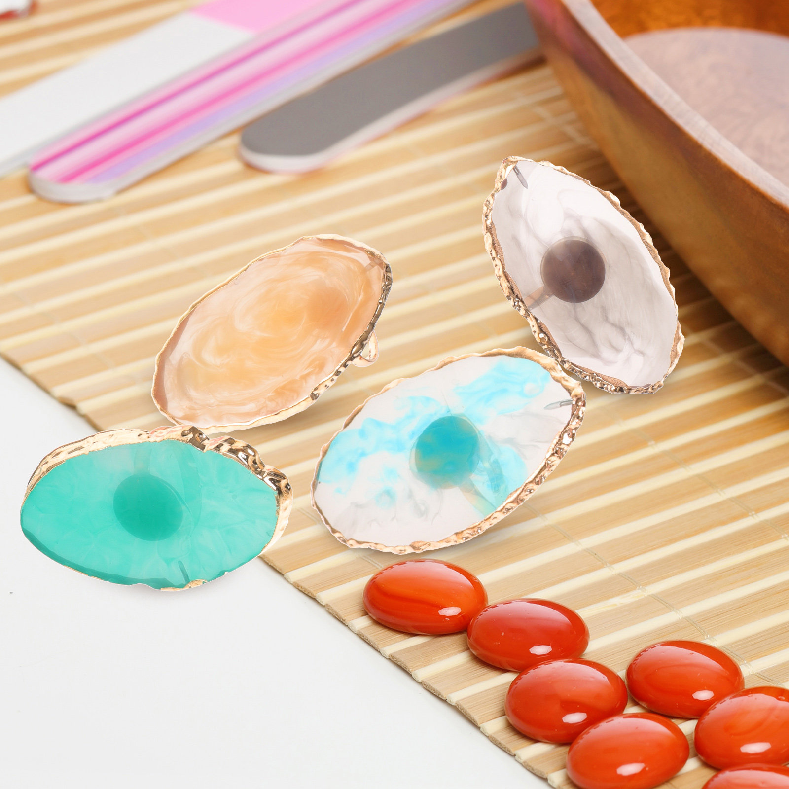 6 قطع من حلقات خلط ألوان الأظا - مراجعة Resin Art Ring Design وسعره